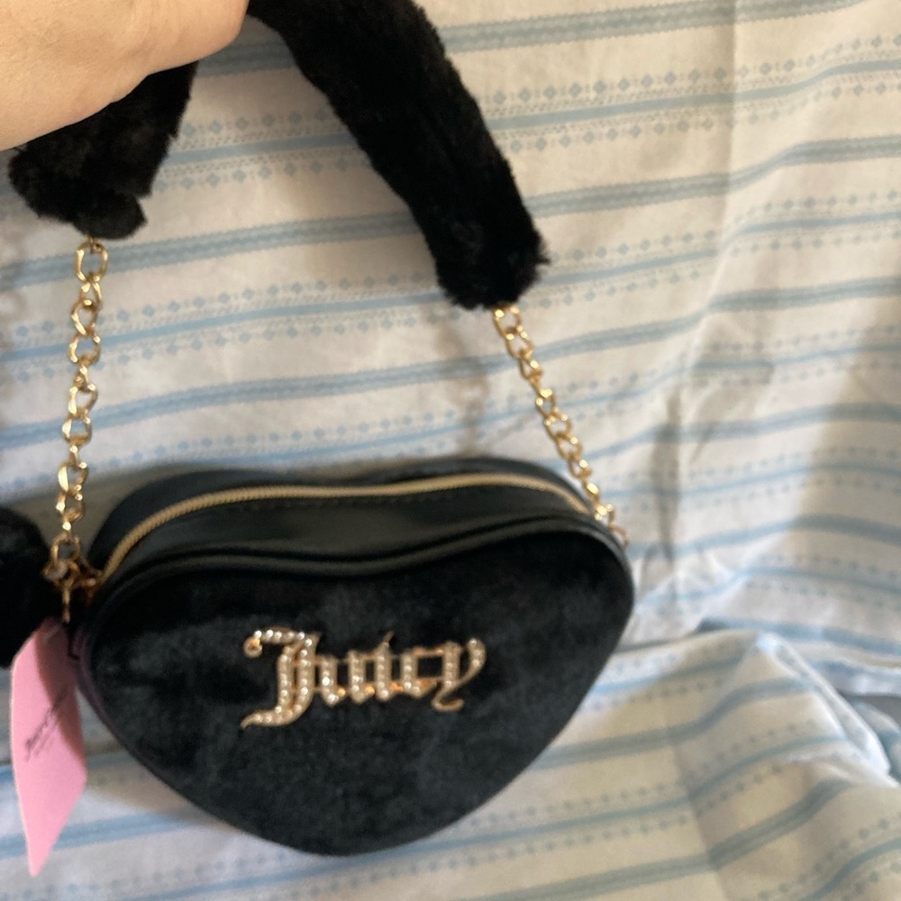 Juicy Couture Velvet Heart Mini Bag with Gold Chain